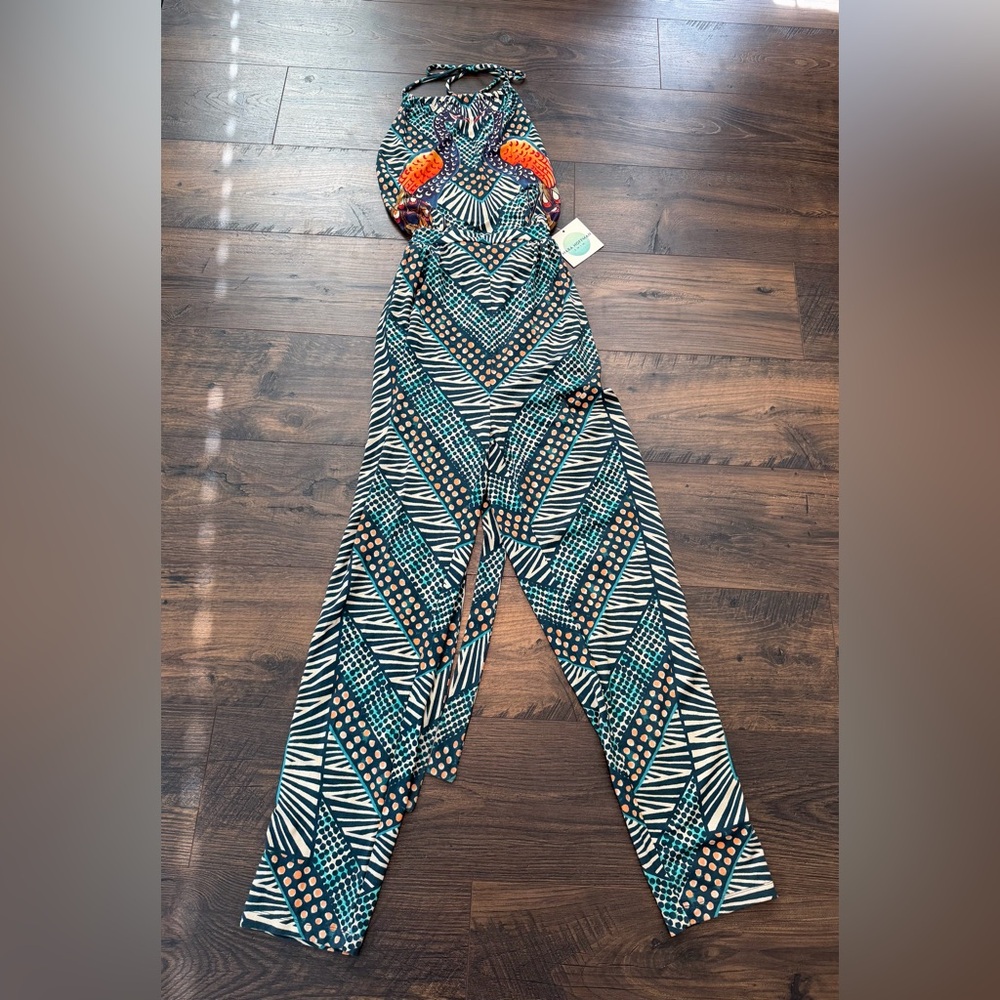 Mara Hoffman Swim Peacock Jumpsuit Green NWT Size Medium
